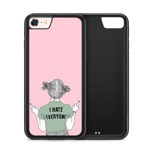 I Hate Everyone Quote Girl Fingers iPhone Case