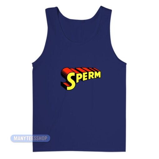 Super Sperm Superman Text Logo Tank Top
