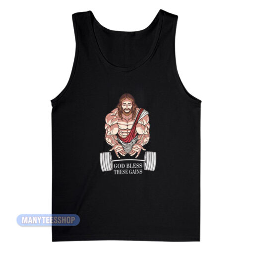 Gym Jesus God Bless These Gains Tank Top