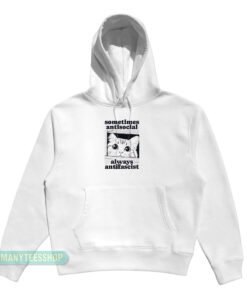 Cat Sometimes Antisocial Always Antifascist Hoodie